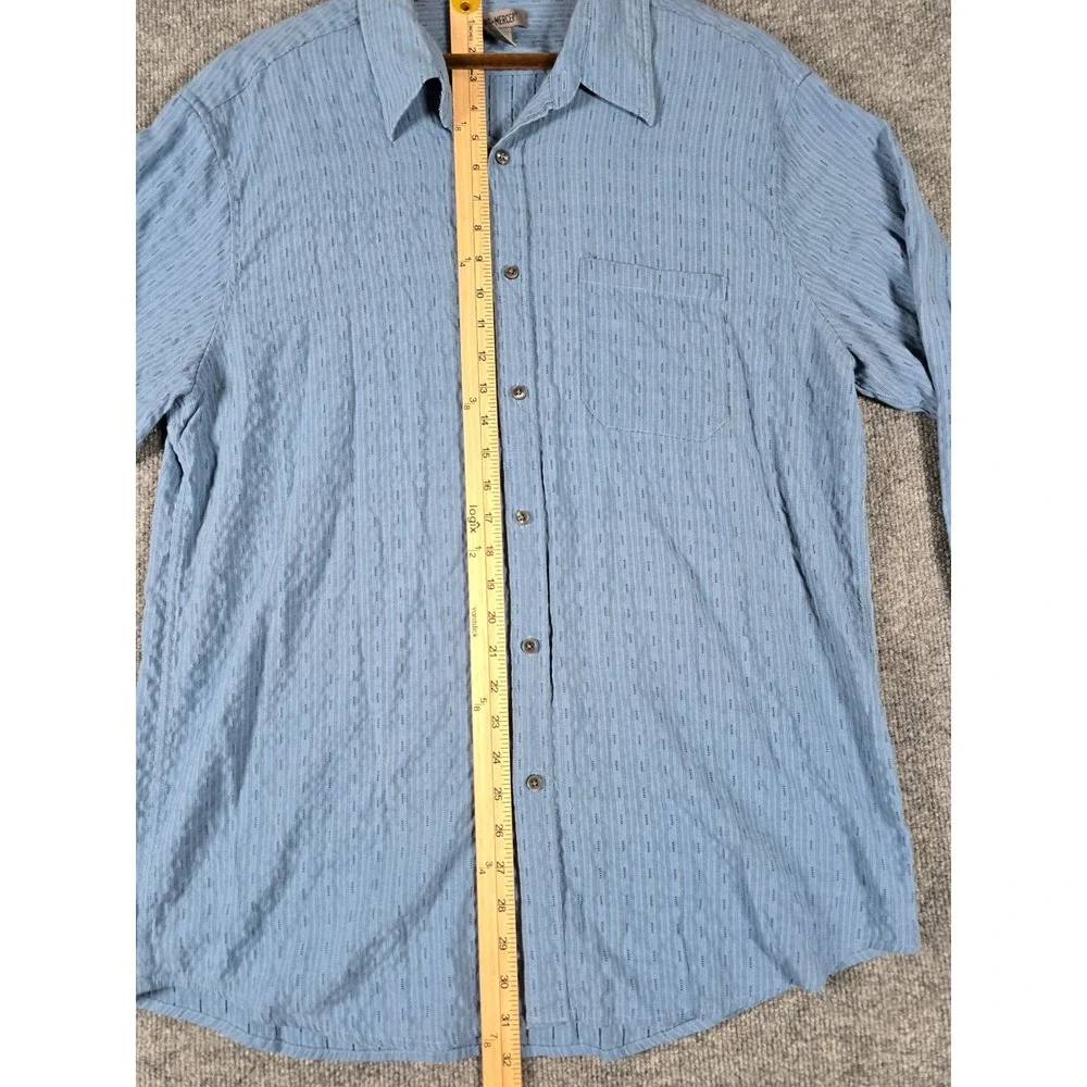 SPRING + MERCER Mens Blue Striped Textured Long Sleeve Button Down Shirt XXL‎